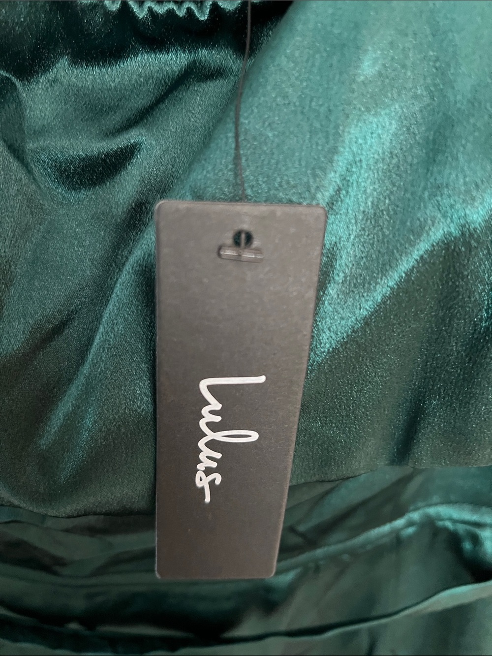 NWT LULU'S greatest hits forest green satin off shoulder ball gown L - Picture 8 of 14